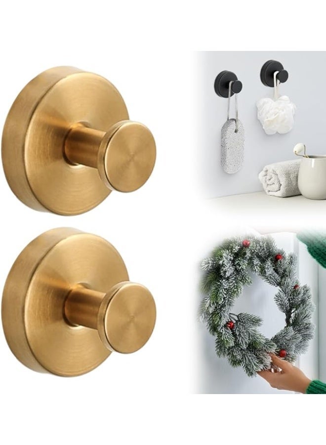 خطافات شفط مطورة 2025 باللون الذهبي - خطافات شفط للمناشف في الحمام، حامل إكليل عيد الميلاد والهالوين، مناسب للمطبخ، باب زجاجي، مرآة، بلاط، لوفة، منشفة، معطف، رداء استحمام، بدون مسامير، قبضة قوية - Image 2